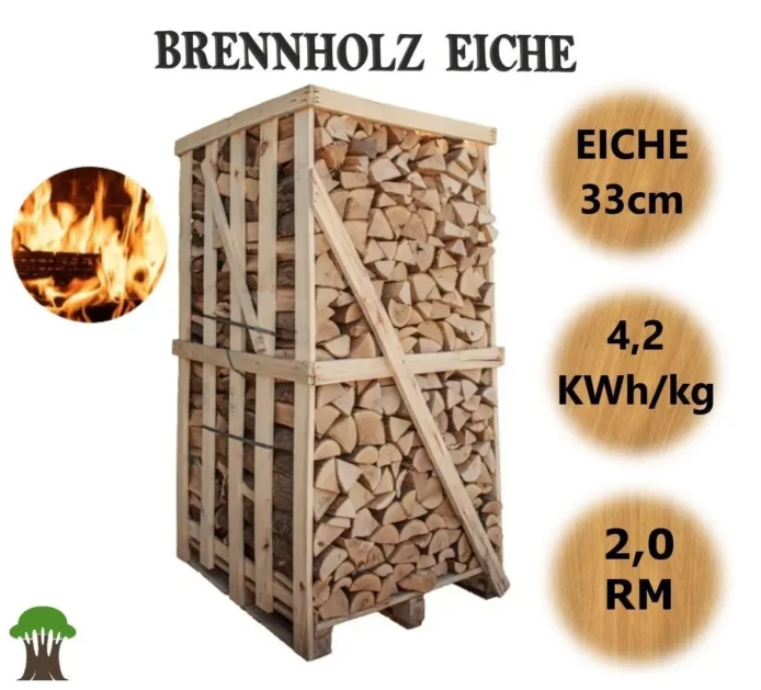 Eiche Brennholz kaminfertig auf 2-RM-Palette (kammergetrocknet) - 33 cm - Image 4
