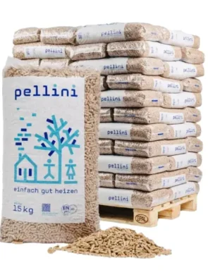 Holzpellets 6 mm Pellini – 990 kg Palette (66 x 15 kg), zertifiziert ENplus A1 & DINplus